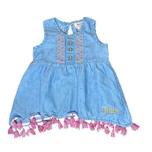 Juicy Couture Baby/Kids Boho Chambray Dress w Emroidery & Hem Tassels 12M